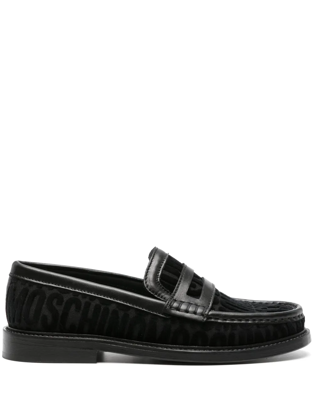 Moschino logo-embossed velvet loafers Black