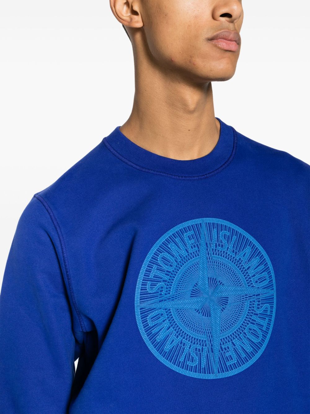 Shop Stone Island Industrial One-print Cotton Sweatshirt In Blue