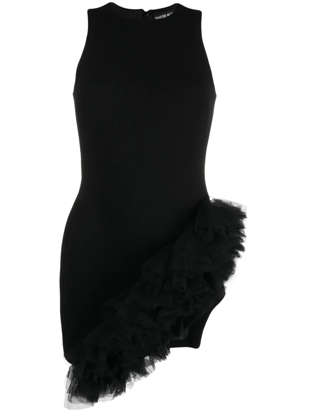 David Koma ruffle-hem asymmetric minidress | Black | Image 1