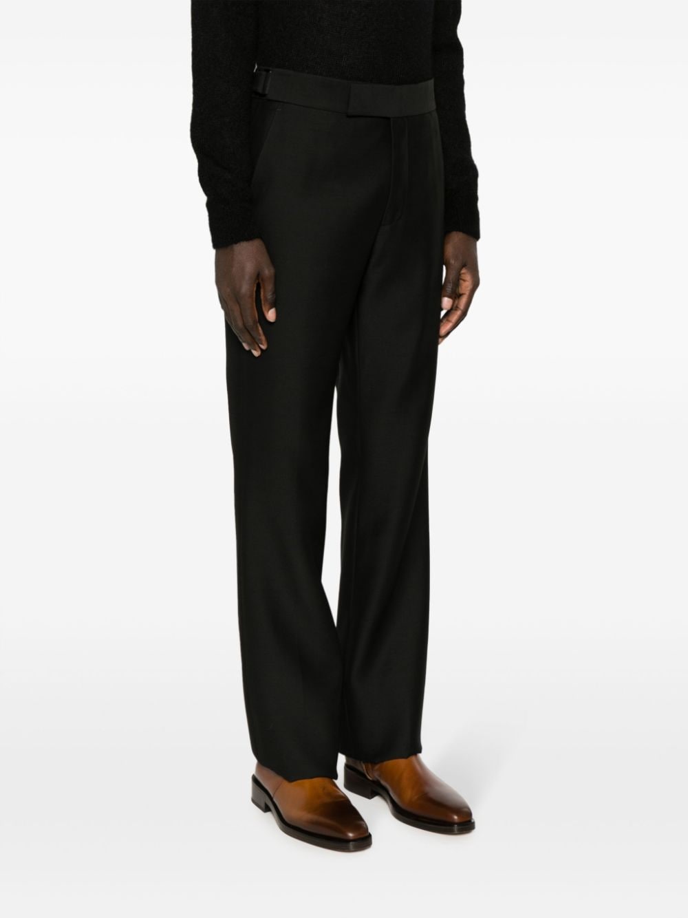 Shop Tom Ford Tailored Wool-blend Trousers In Black