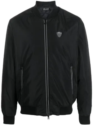 Giorgio Armani embroidered-logo zip-up Jacket | Black | FARFETCH ZA