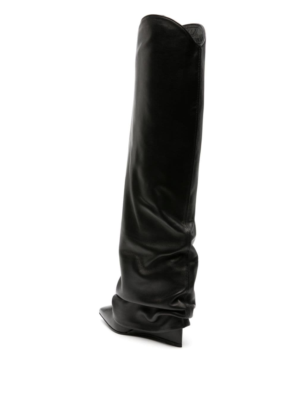 Shop Le Silla Andy 120mm Folded-effect Leather Boots In Black