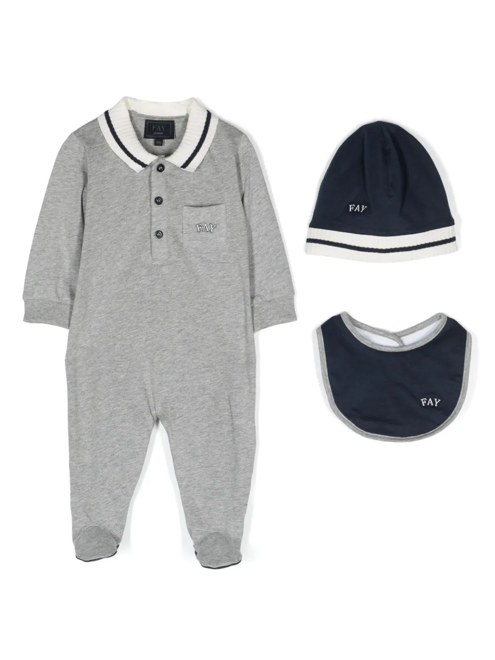 Fay Kids Romper muts en slabbetje Grijs