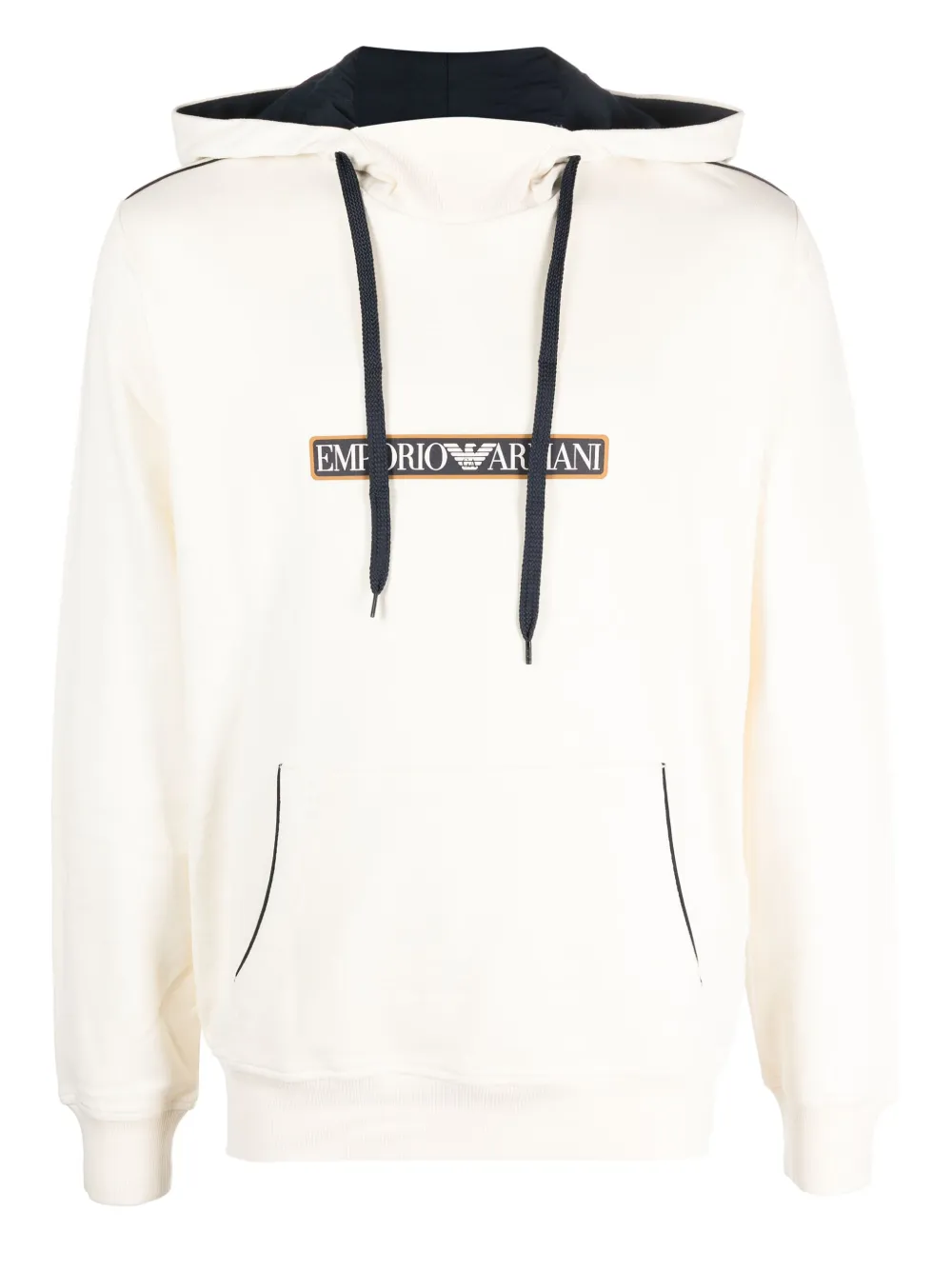 Emporio Armani Hoodie met logoprint en afwerking Beige