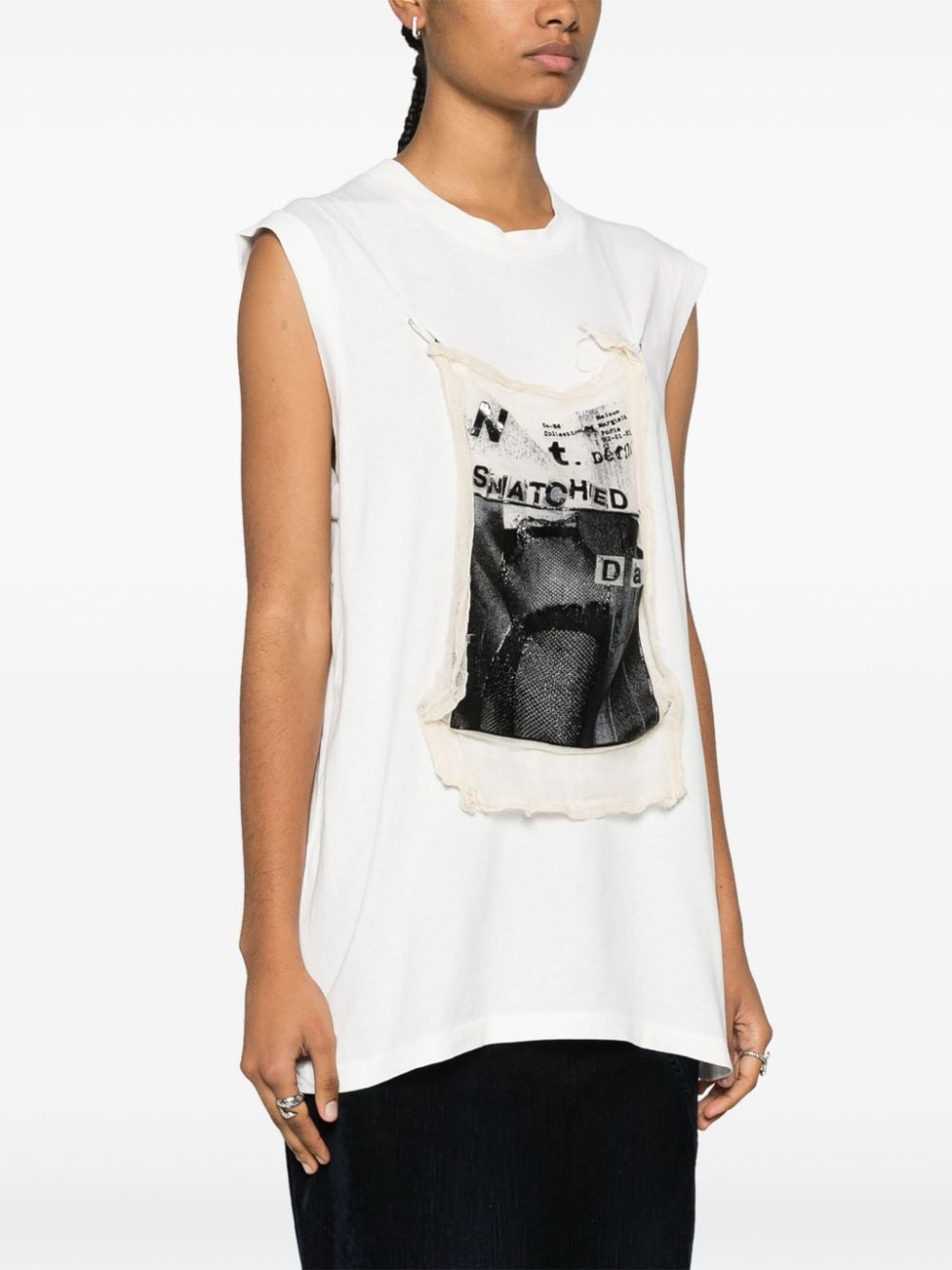 graphic-appliqué sleeveless cotton T-shirt