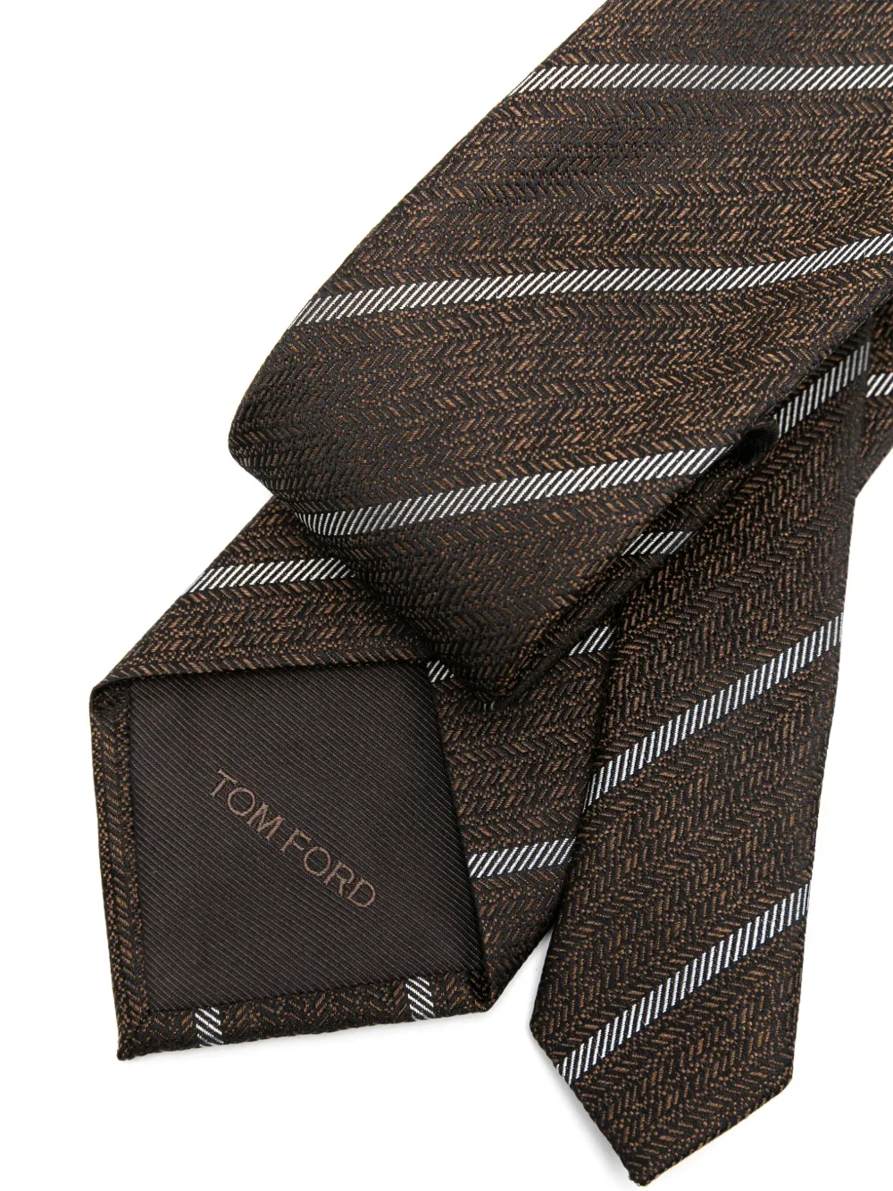 TOM FORD diagonal stripe-pattern silk tie - Bruin