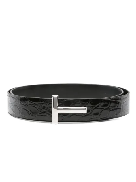 TOM FORD logo-buckle leather belt