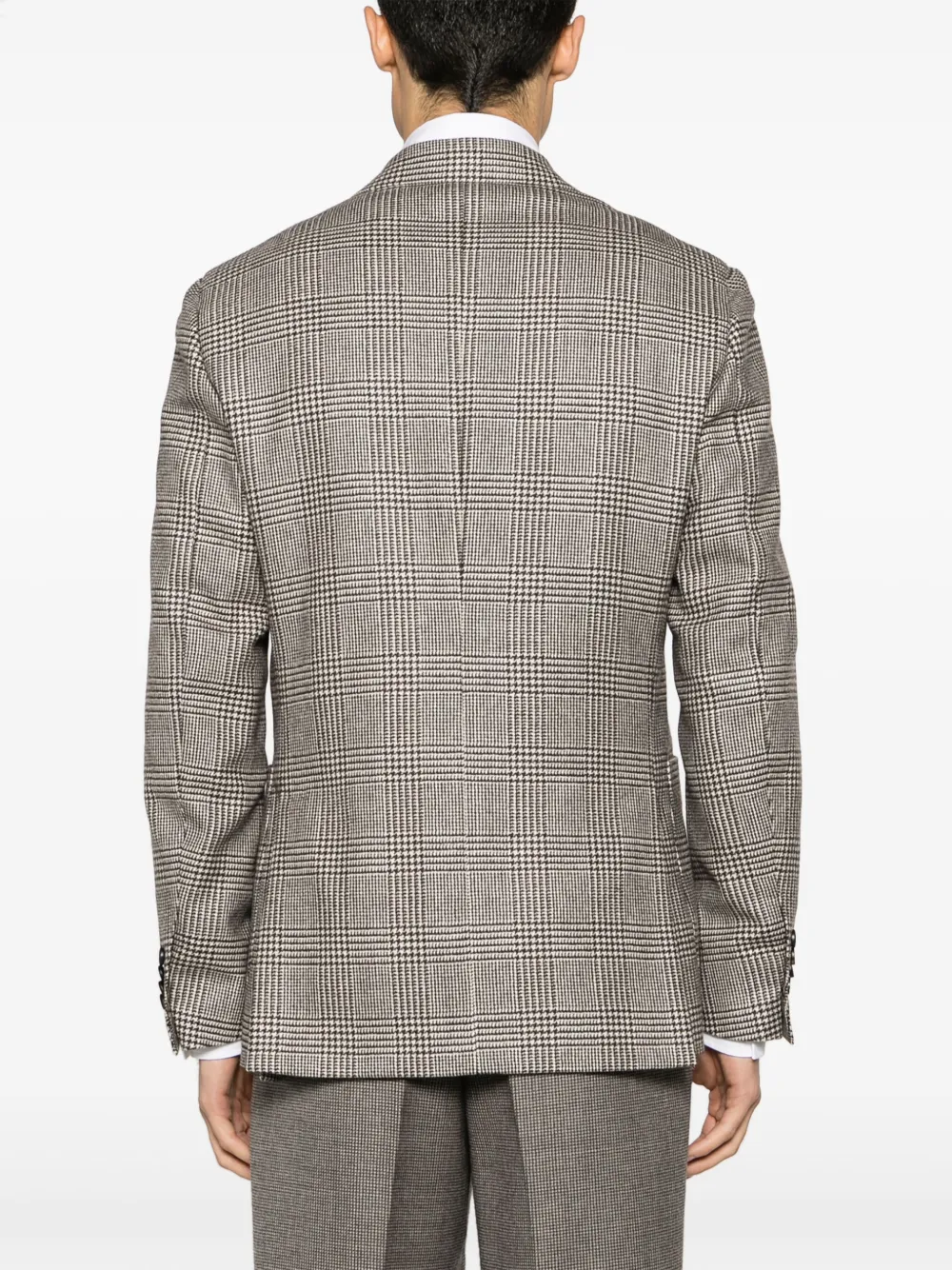 Shop Lardini Prince-of-wales-pattern Wool Blazer In Brown