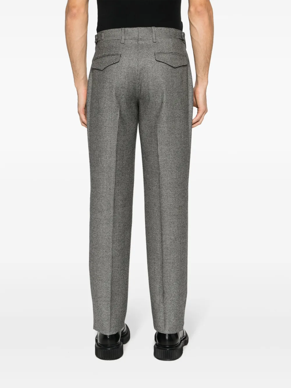 Lardini Kurt houndstooth-pattern tapered trousers Zwart