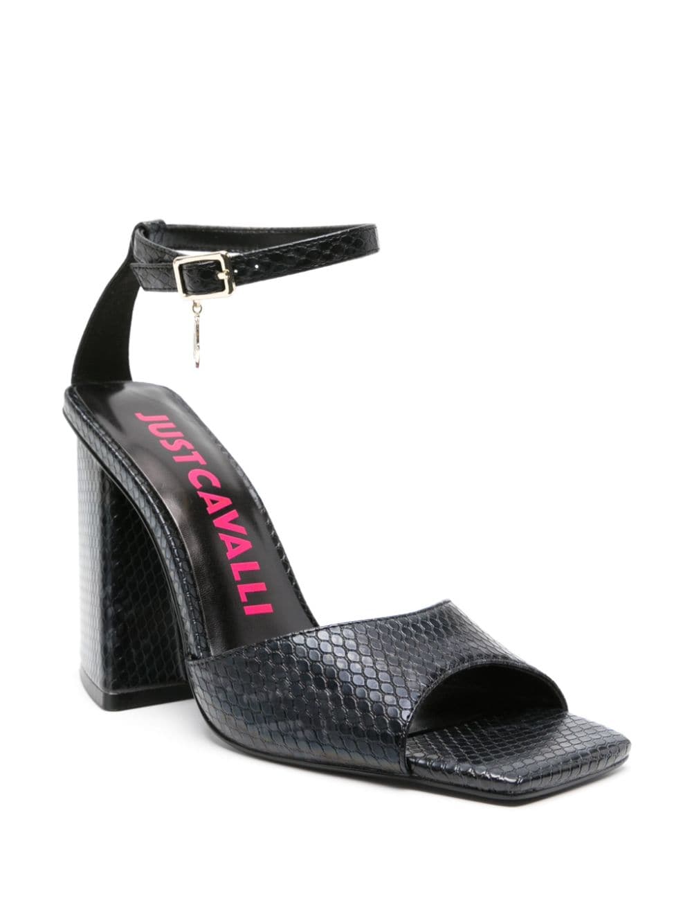 Shop Just Cavalli 110mm Snakeskin-effect Sandals In Black