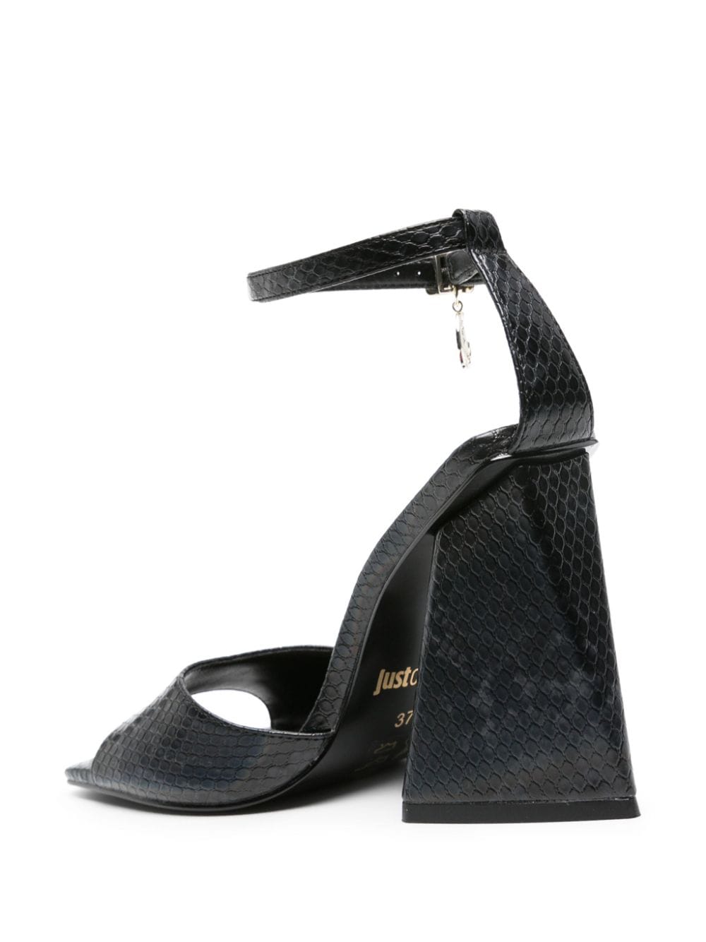 Shop Just Cavalli 110mm Snakeskin-effect Sandals In Black