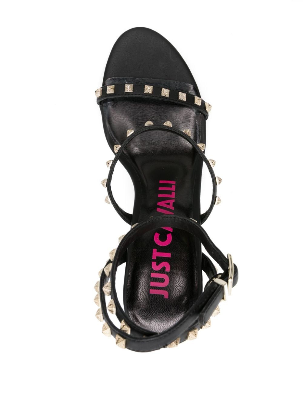 Shop Just Cavalli 110mm Studded Leather Sandals In Black