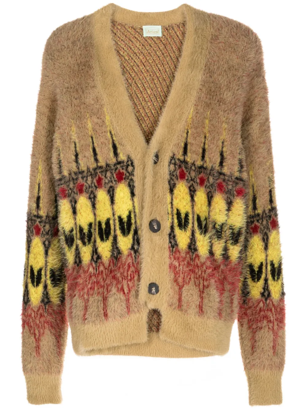 Aries abstract-print brushed-effect cardigan Veelkleurig
