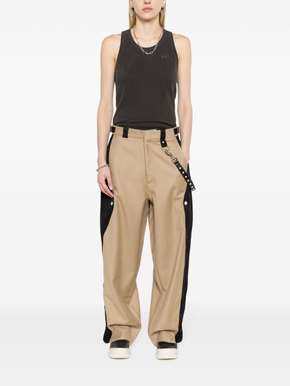 Shop Pace Mesh-panelled Wide-leg Wool Trousers In Brown