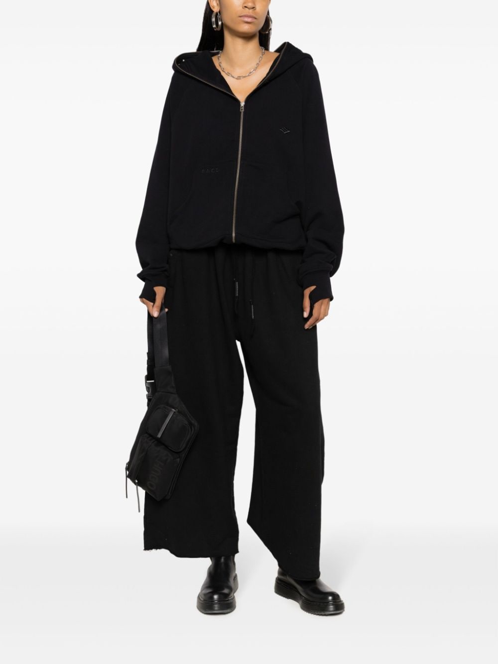 Shop Pace X-phora Zip-up Cotton Hoodie In Black
