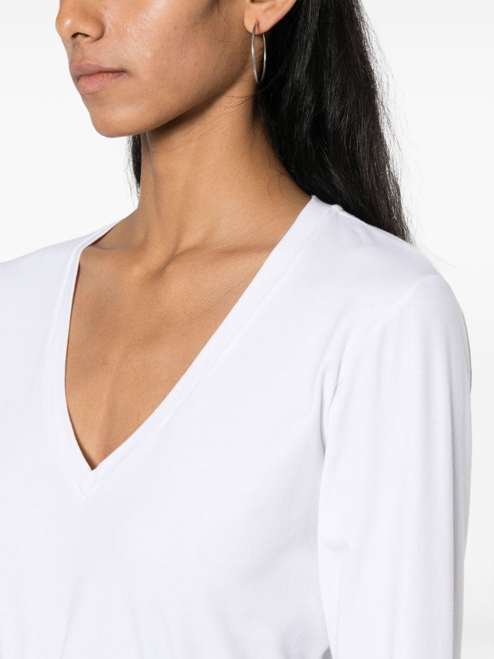 Shop Mazzarelli V-neck Long-sleeve T-shirt In White