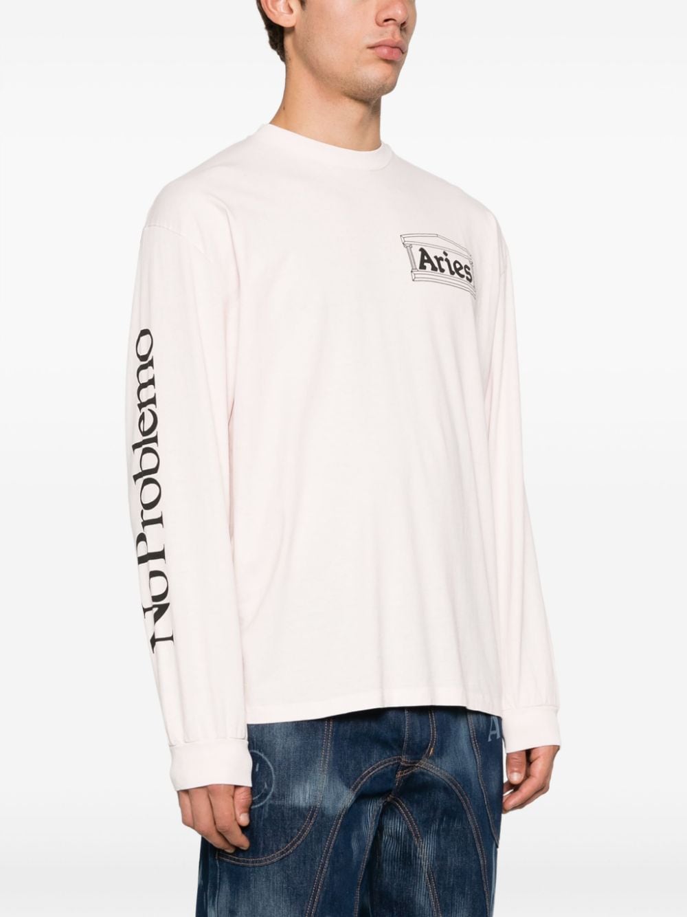 Shop Aries Rat Long-sleeve Cotton T-shirt In Pink