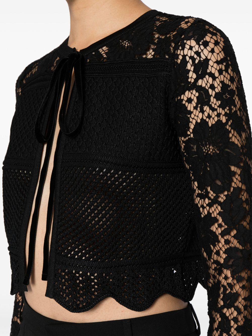 Shop Roberto Cavalli Cropped Open-knit Top In Black