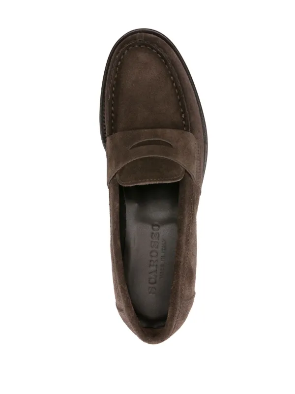ローファー・オックスフォード SCAROSSO FW23 Harper Brown Suede (HARPERLOAFBROSUED) Scarosso Harper Suede Penny Loafers | Brown | FARFETCH