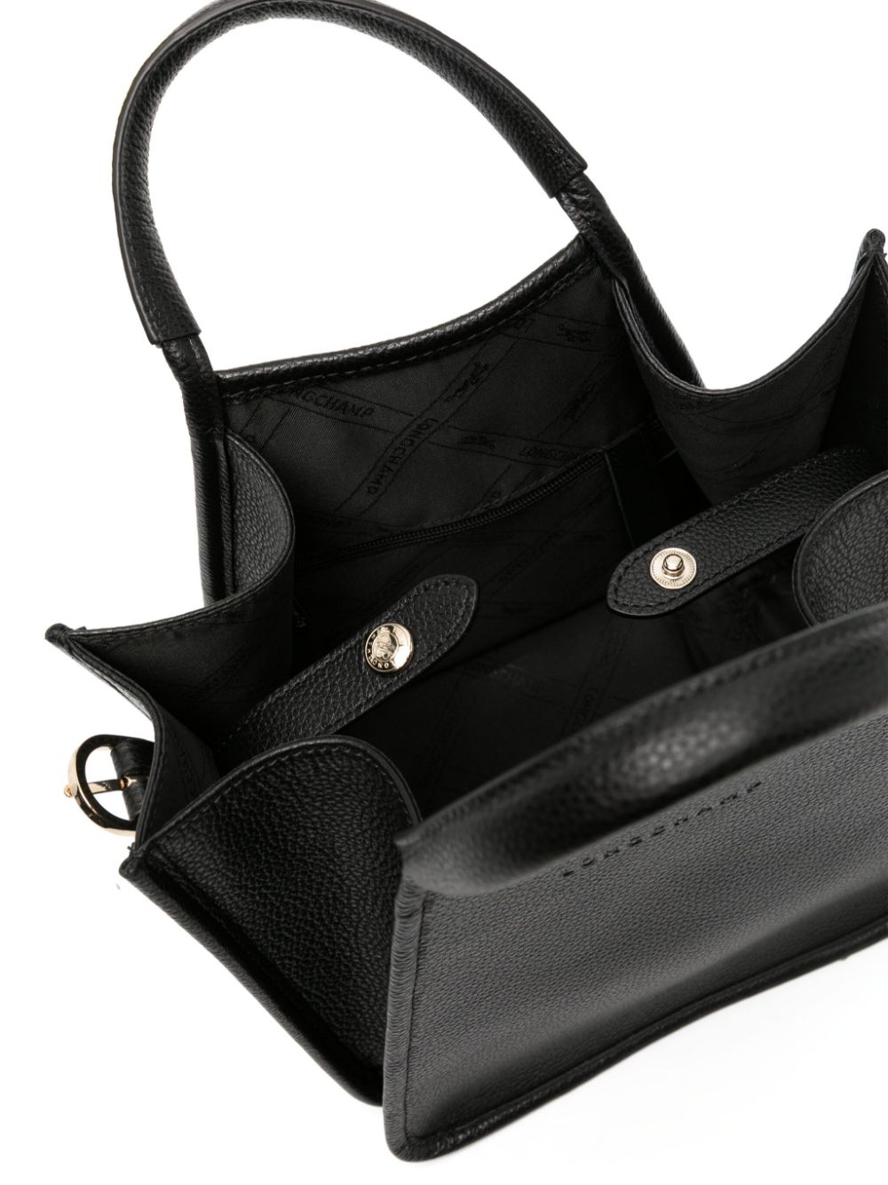 Shop Longchamp Small Le Foulonné Leather Tote Bag In Black