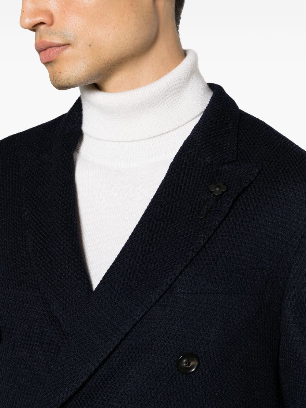 Shop Lardini Notched-lapel Double-breasted Blazer In Blue