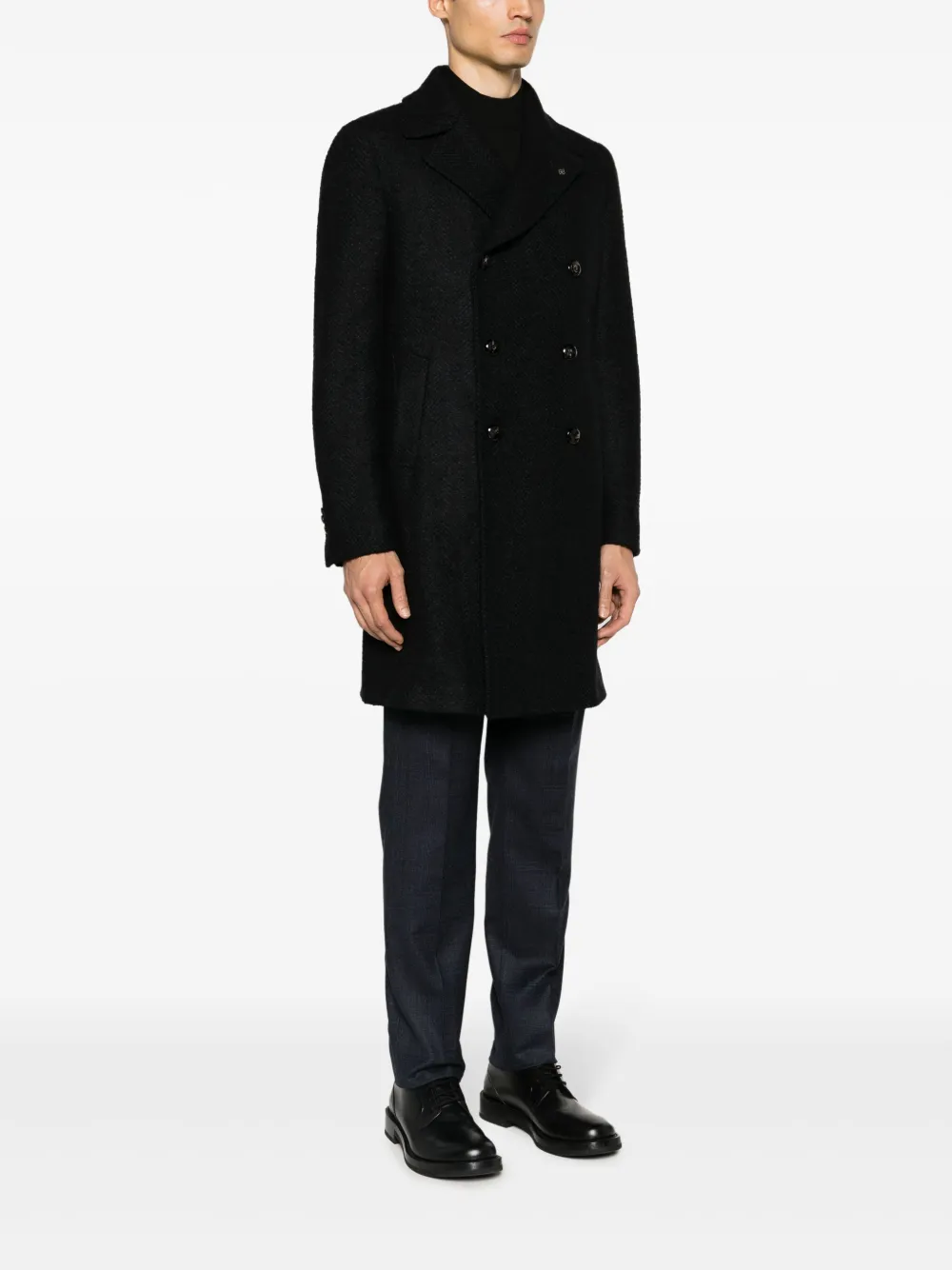 Shop Tagliatore Arden Double-breasted Coat In Black