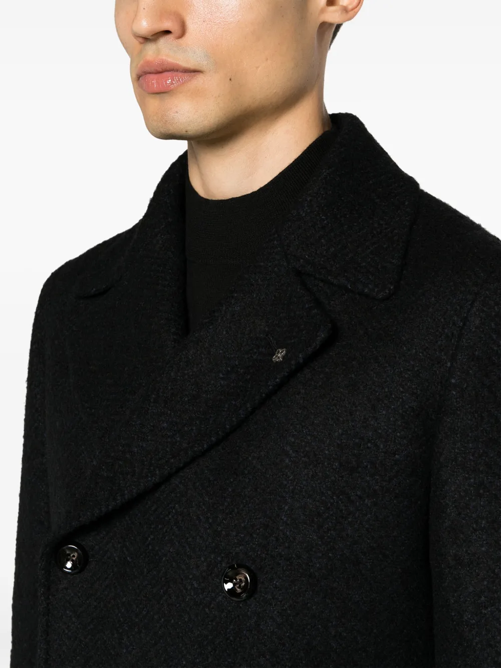 Shop Tagliatore Arden Double-breasted Coat In Black