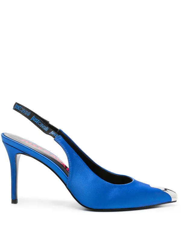 Just Cavalli 95mm Satin Slingback Pumps Blue FARFETCH IN