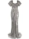 Ana Radu sequined sweetheart-neck maxi dress - Silver