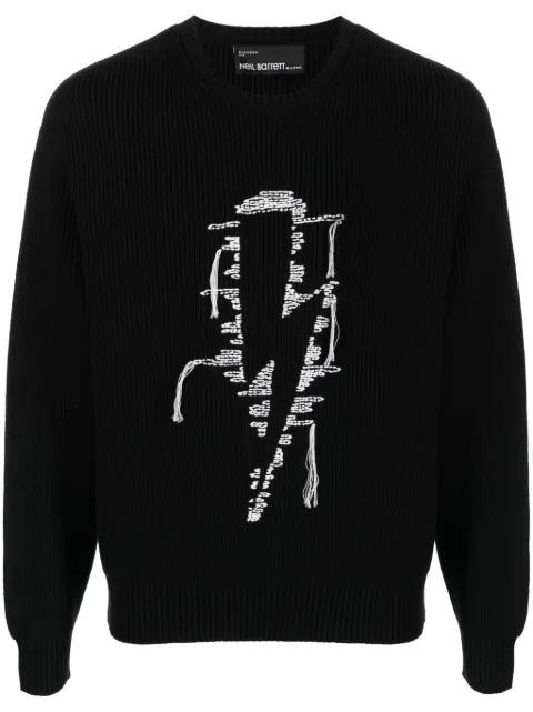 Neil Barrett embroidered-motif ribbed-knit jumper