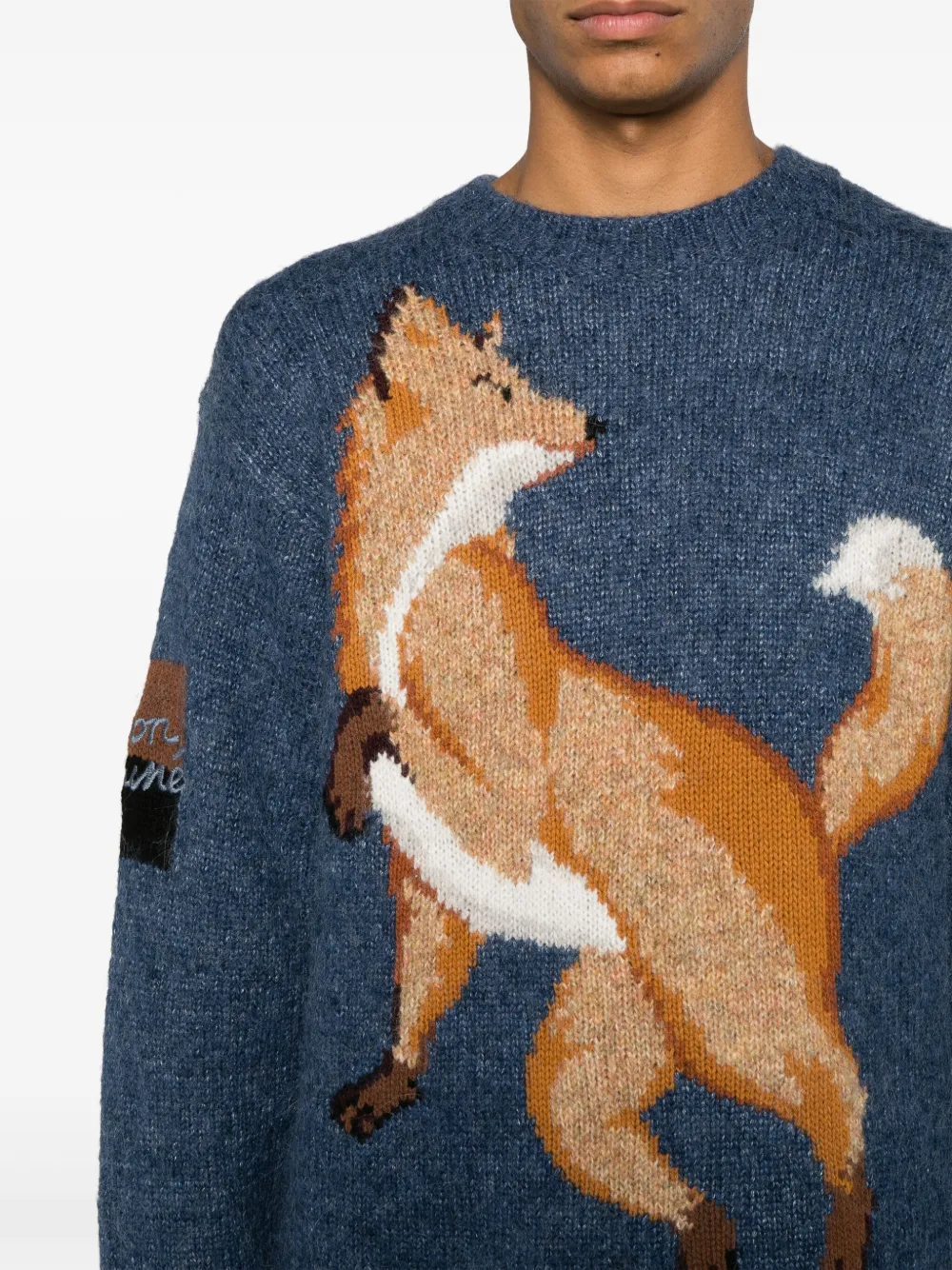 Maison Kitsuné Fox-intarsia logo-embroidered Jumper - Farfetch