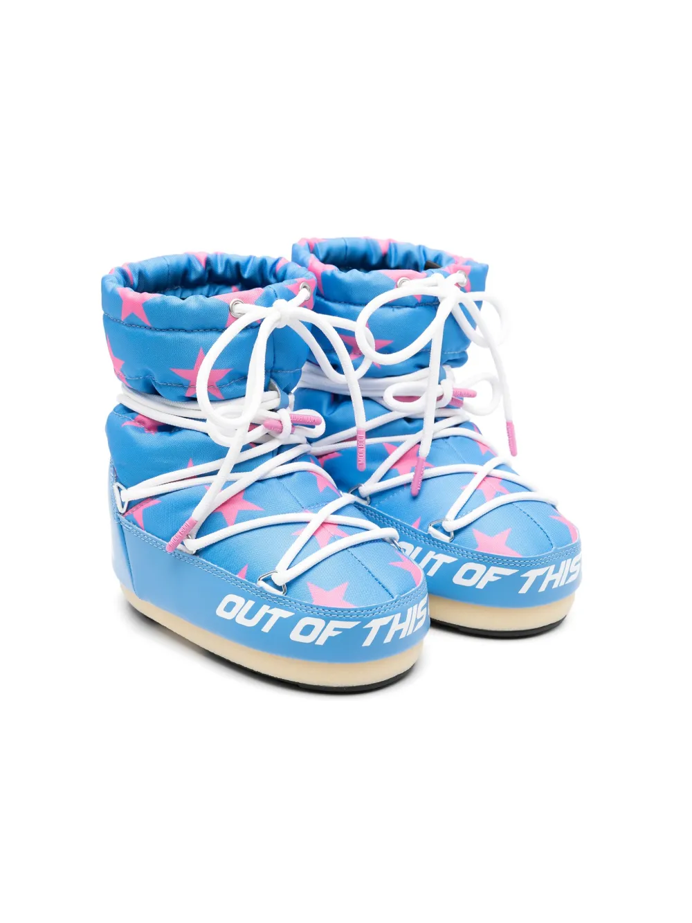 Moon Boot Kids' Light Low Stars Panelled Ankle Boots In Blue