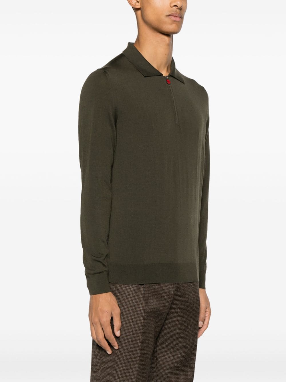 Shop Kiton Fine-knit Wool Polo Shirt In Green