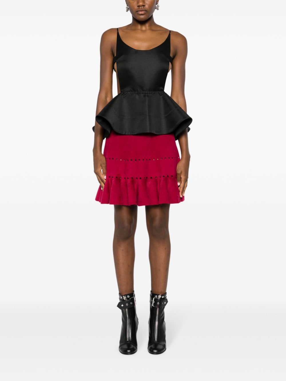 Image 2 of Alaïa Pre-Owned 2000 ruffle-hem faux-suede skirt
