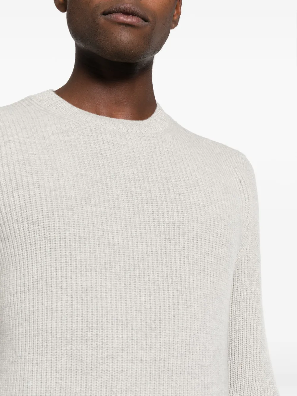 Shop Dell'oglio Crew-neck Wool Blend Jumper In Grey