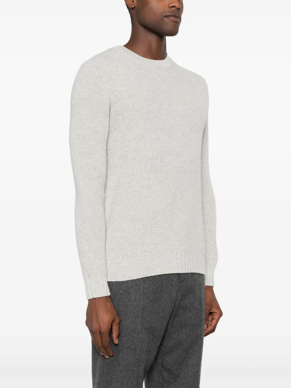 Shop Dell'oglio Crew-neck Wool Blend Jumper In Grey