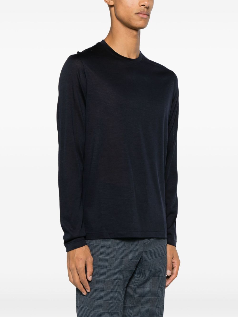 Shop Dell'oglio Long-sleeve Merino-wool T-shirt In Blue