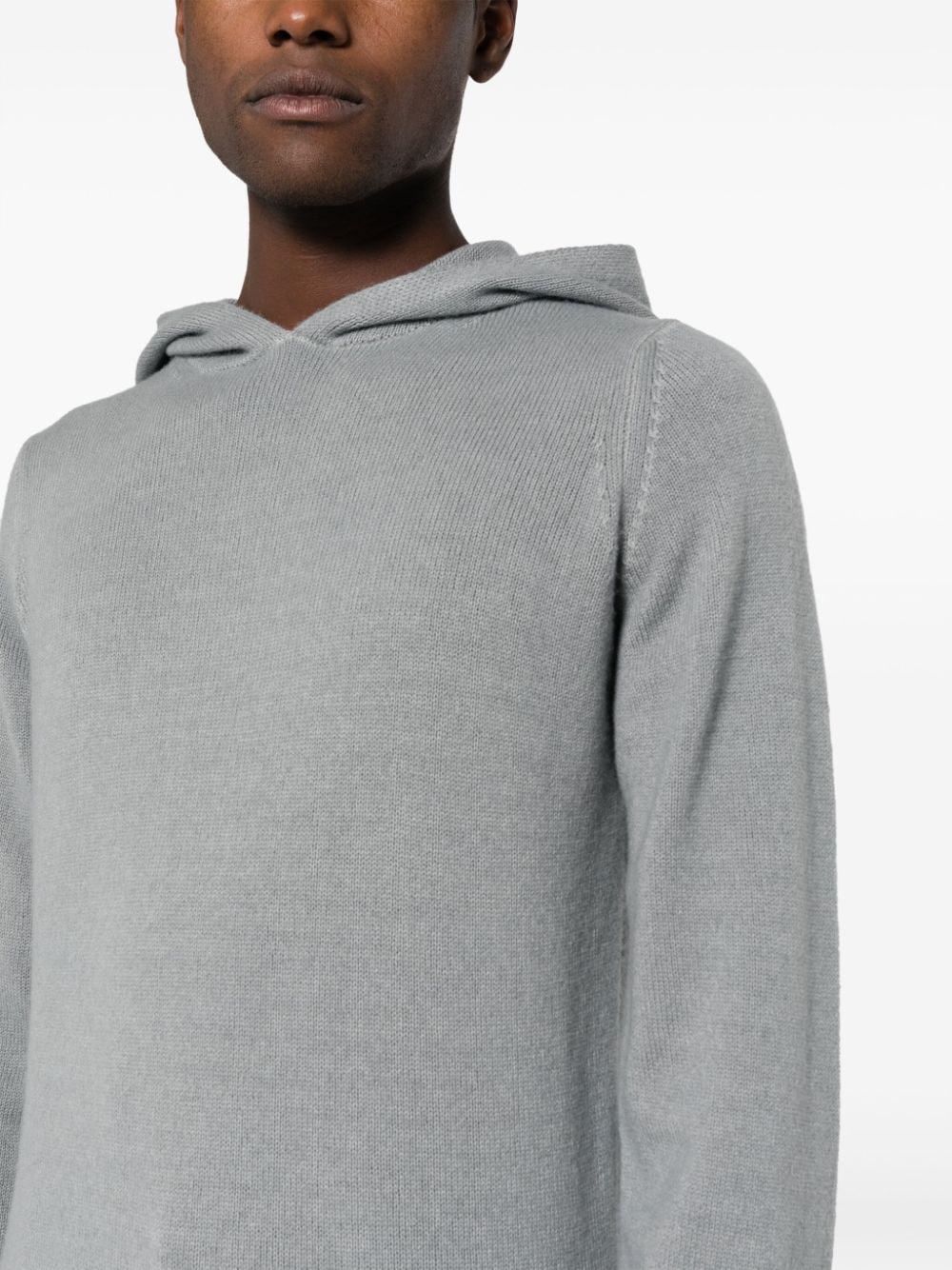 Shop Dell'oglio Knitted Wool Blend Hoodie In Grey