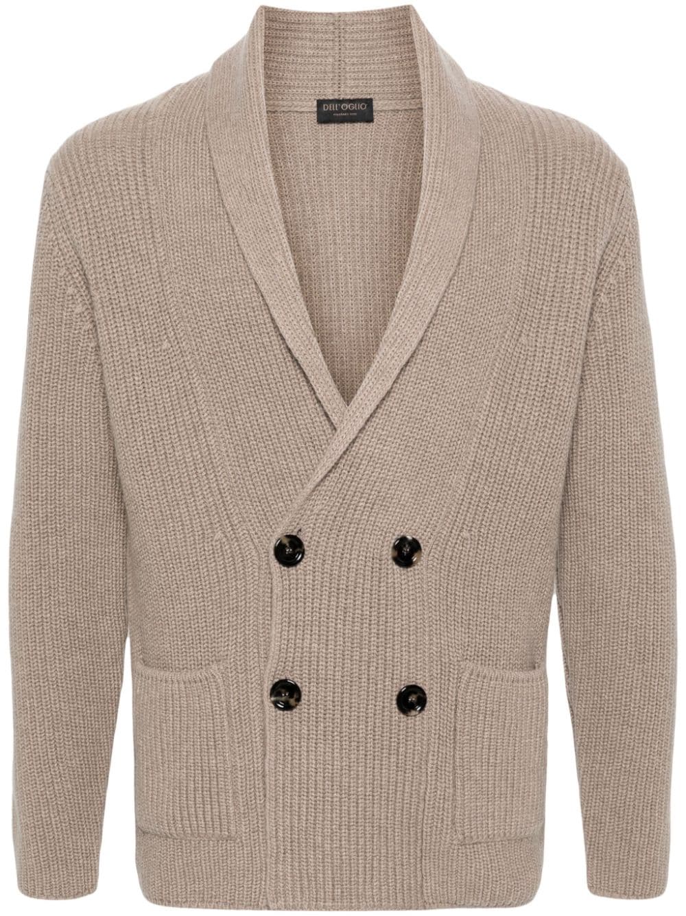 Dell'oglio Shawl-lapel Double-breasted Wool Blend Cardigan In Neutrals