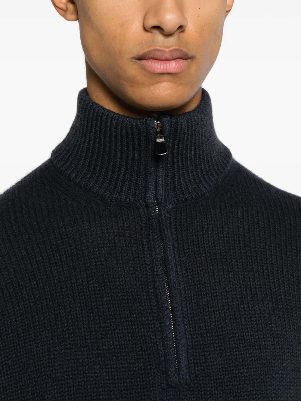 Dell'oglio ribbed-edge high-neck jumper Blauw