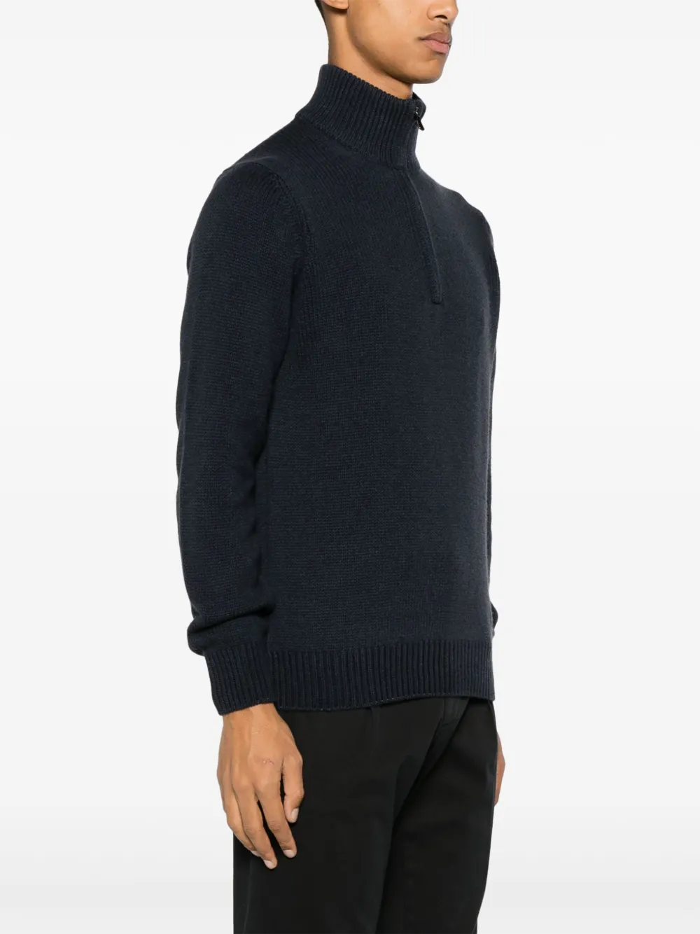 Dell'oglio ribbed-edge high-neck jumper Blauw