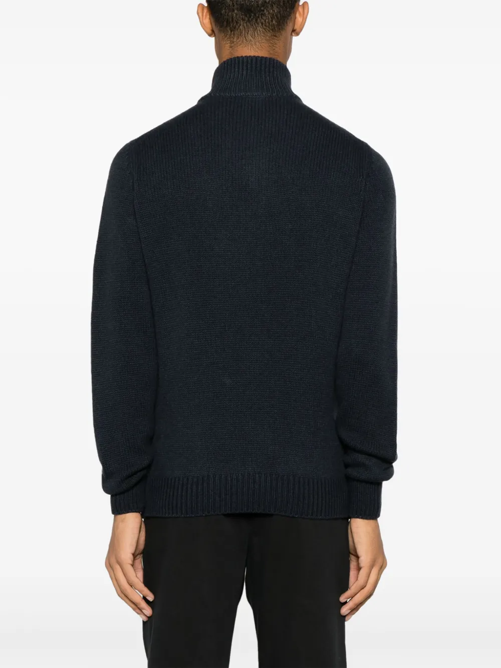 Dell'oglio ribbed-edge high-neck jumper Blauw
