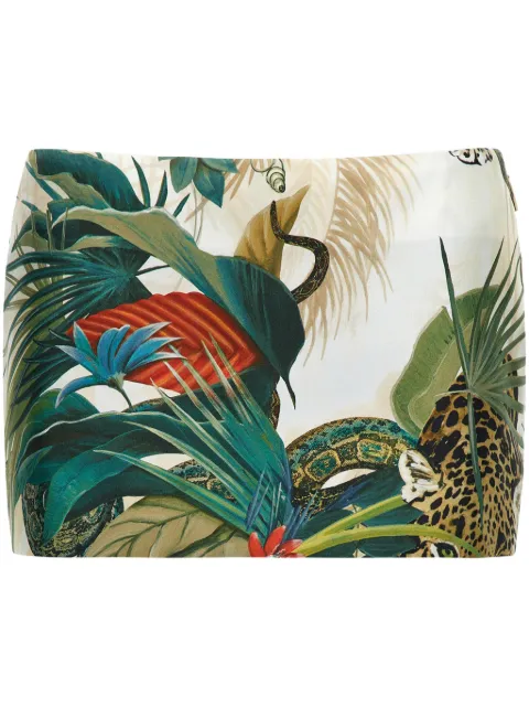 Roberto Cavalli falda corta de seda con estampado de jungla