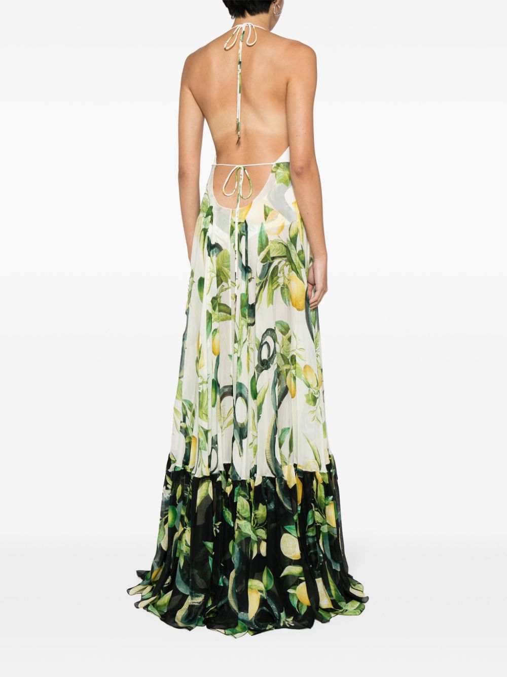 Shop Roberto Cavalli Floral-print Silk Dress In Multicolour