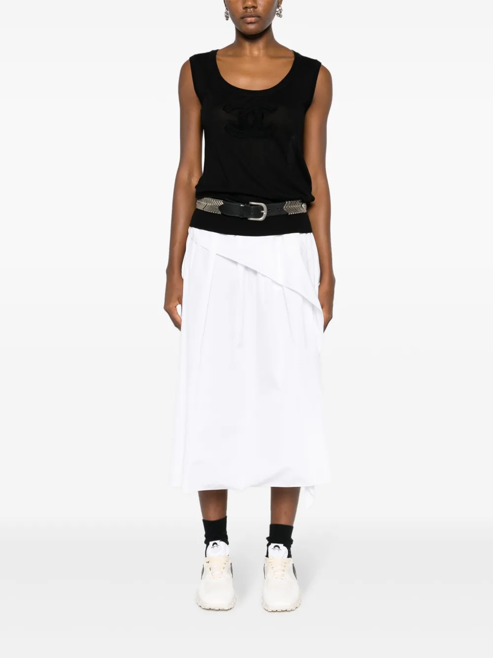 CHANEL Pre-Owned 2000s logo-appliqué tank top - Zwart