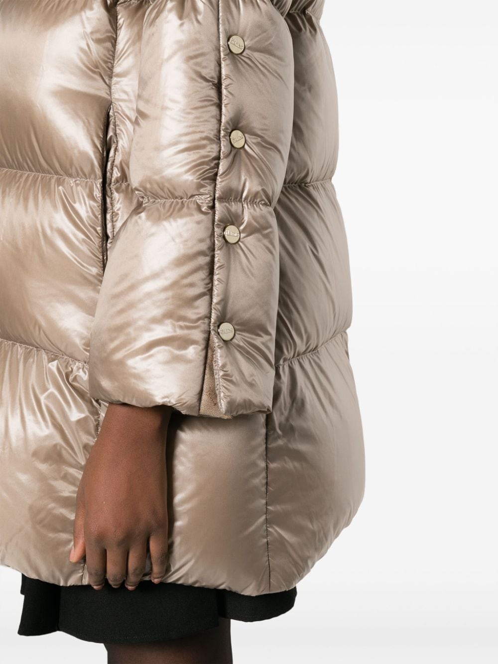 Shop Herno Hooded Padded Coat In Neutrals