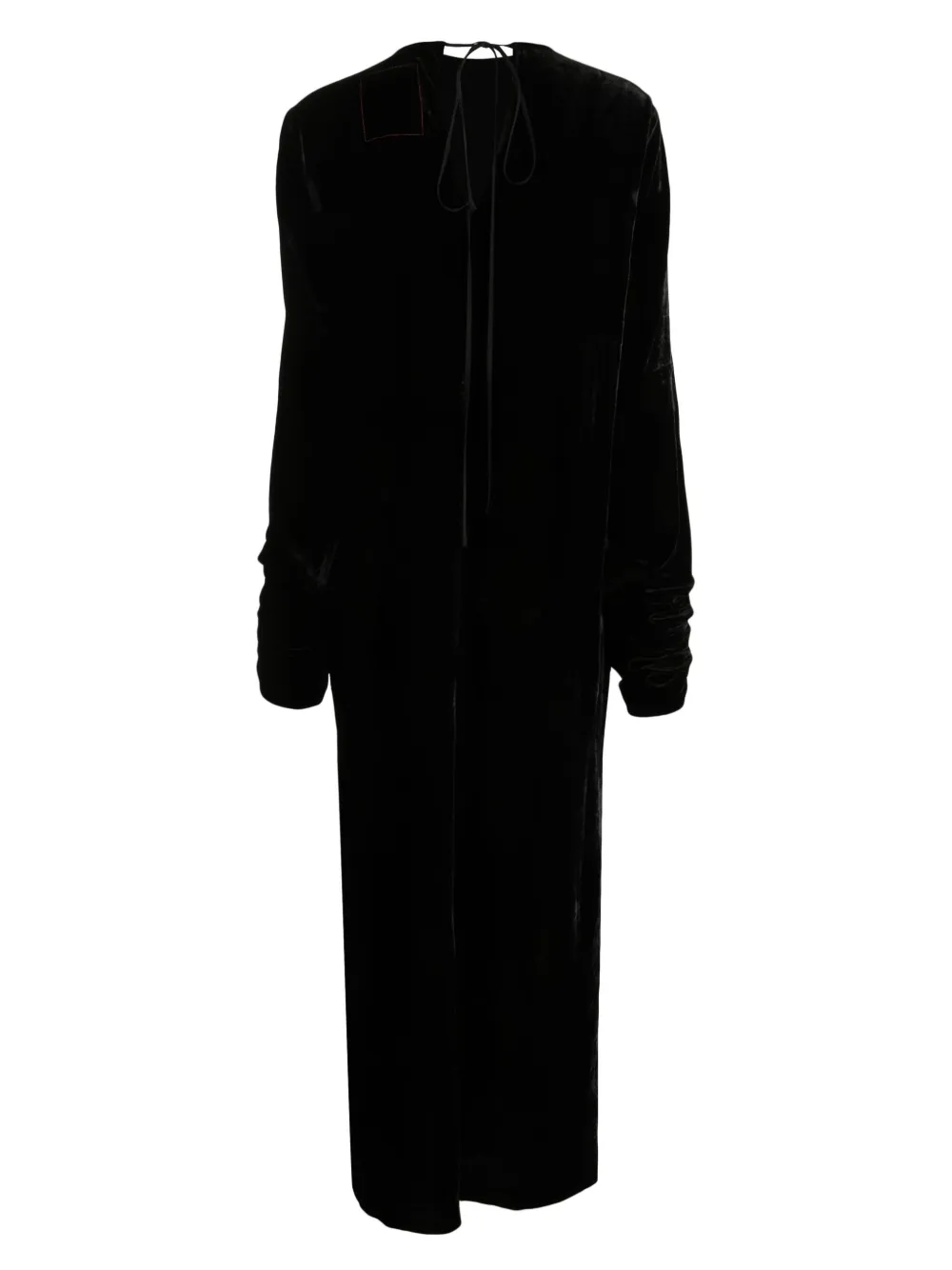 Uma Wang long-sleeve velvet maxi dress - Zwart