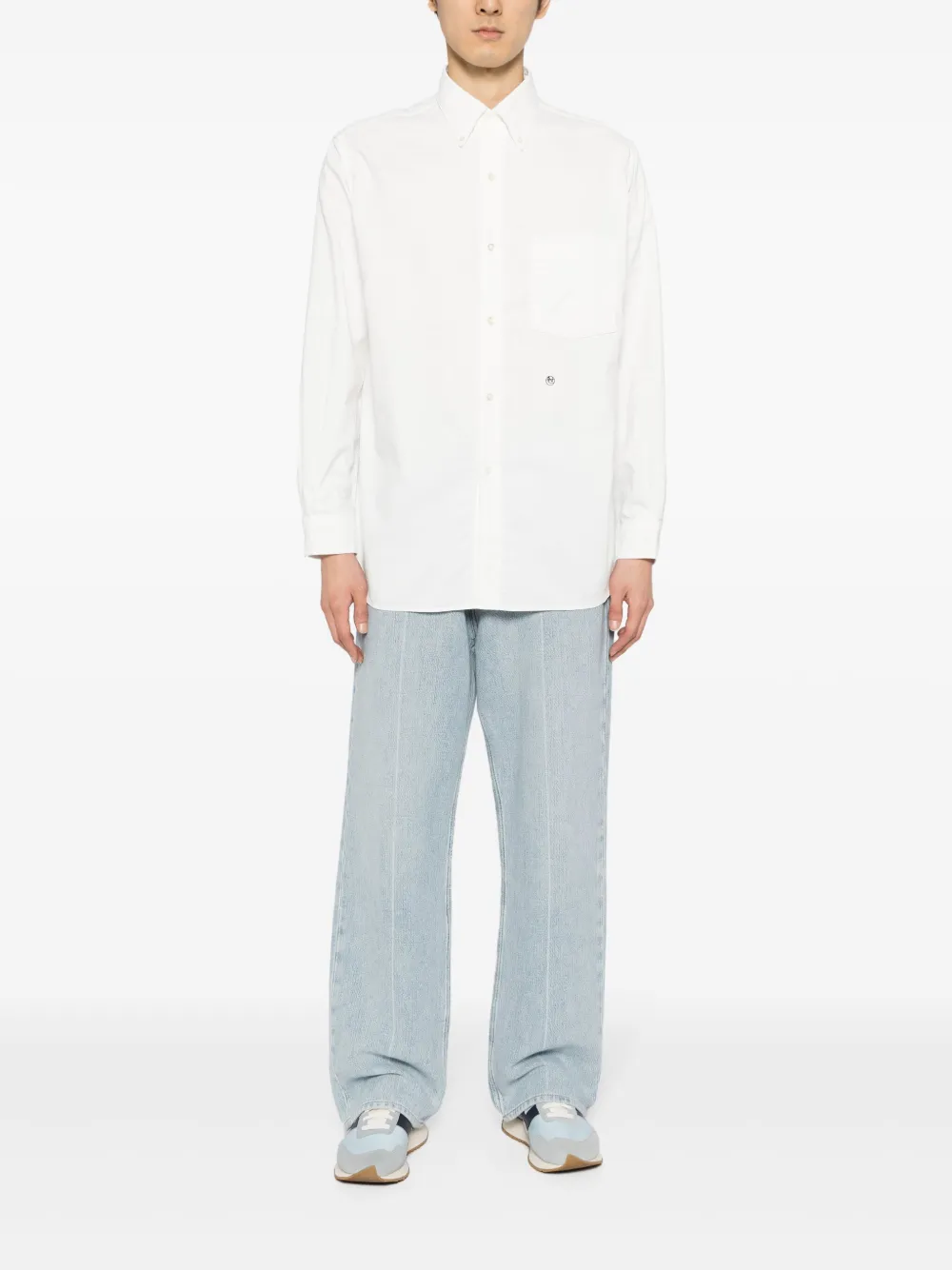 Nanamica logo-embroidered button-down shirt - Wit