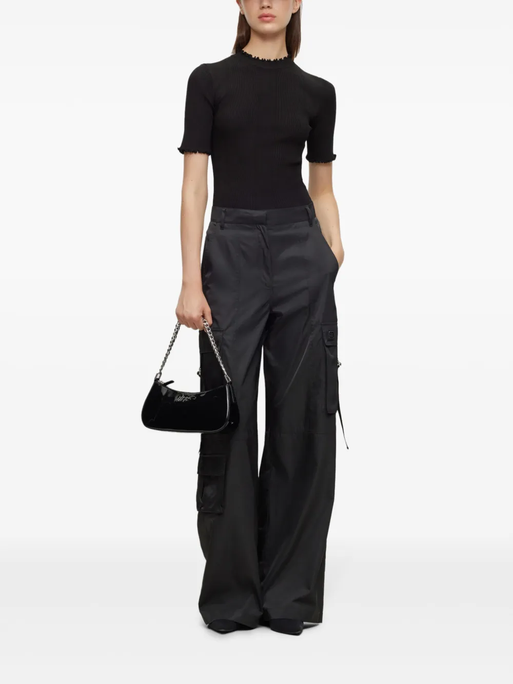 HUGO ruffle-trim ribbed-knit top | T-Shirts & Jersey Shirts | Image 2