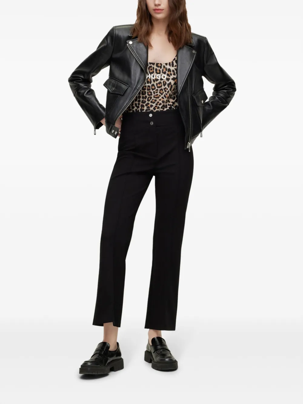 HUGO High waist cropped broek - Zwart
